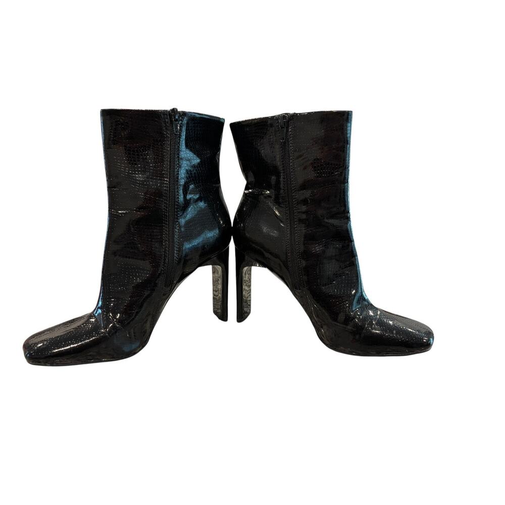Madden Girl Cileste Black Patent Faux Snakeskin Ankle Boots Women's Size 9 - Picture 4 of 5
